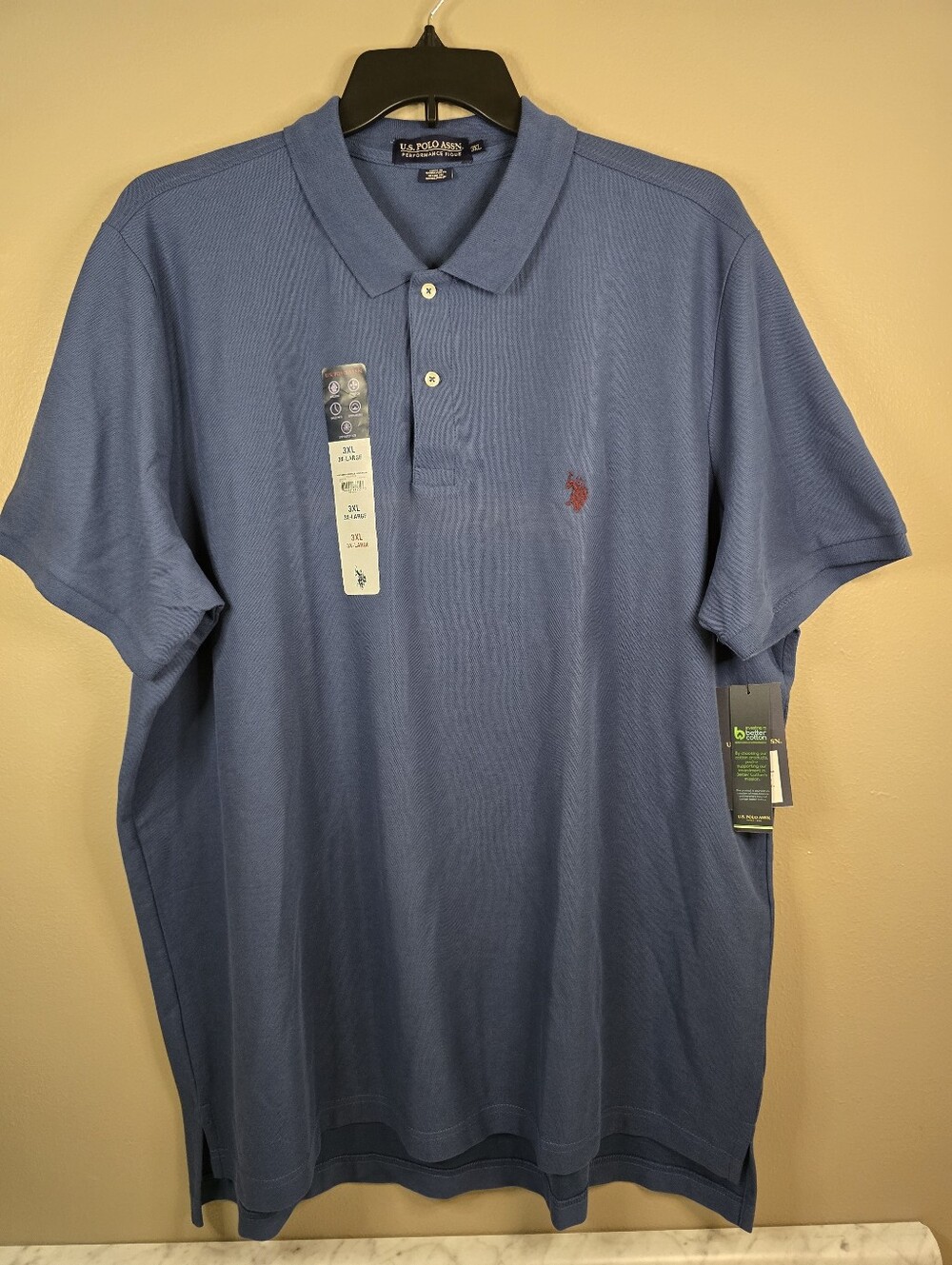 U.S. Polo Assn. Ultimate Pique Short Sleeve Polo Shirt Ensign Blue Mens Size 3XL